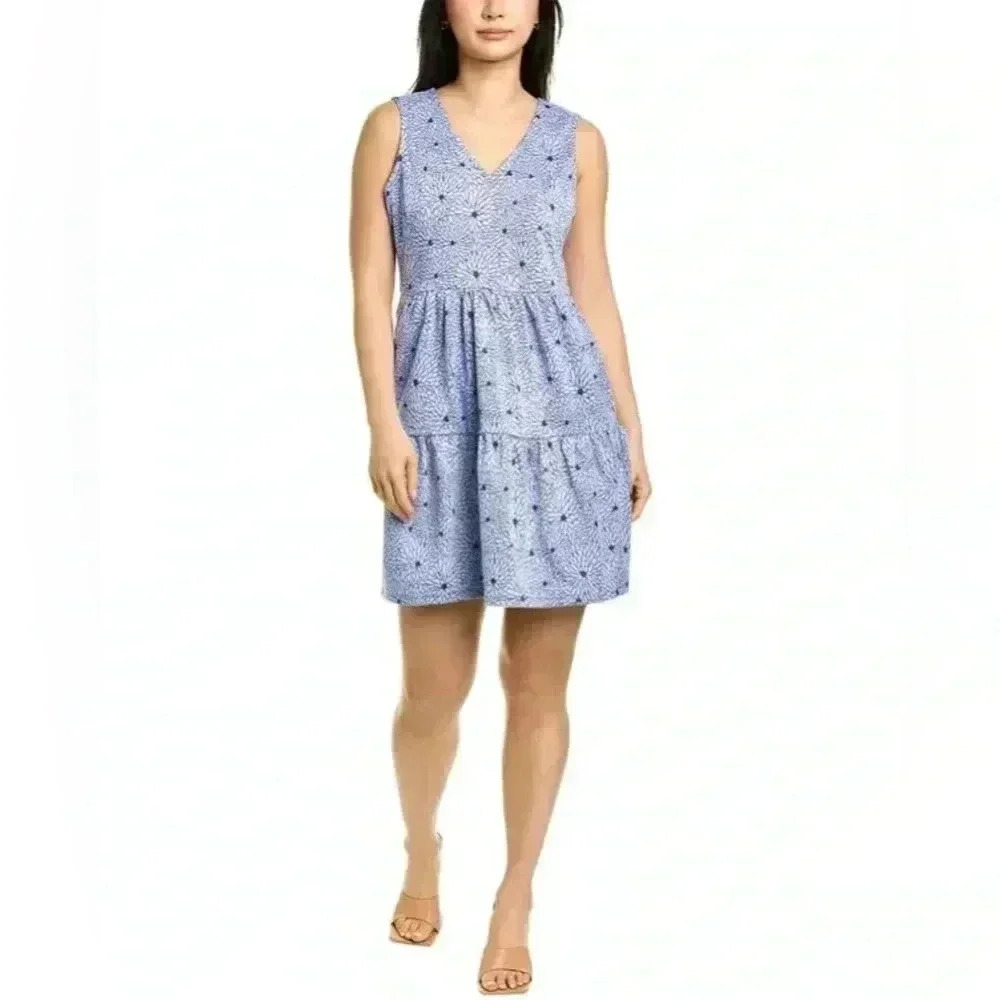Tyler Boe Nora A Line Dress In Blue Crythansium with Jacquard Womens Size Medium